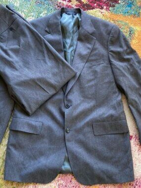 Brooks Brothers 2 Pc Suit Mens Size 43L Jacket 36x29 Pants Gray Wool USA Made